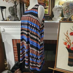 XL Colorful Geometric Sleeveless Midi Dress by Halogen